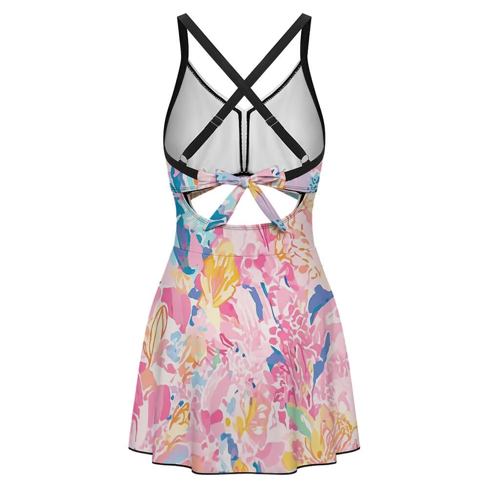 Cross-Front Cutout Swim Dress, product view 5