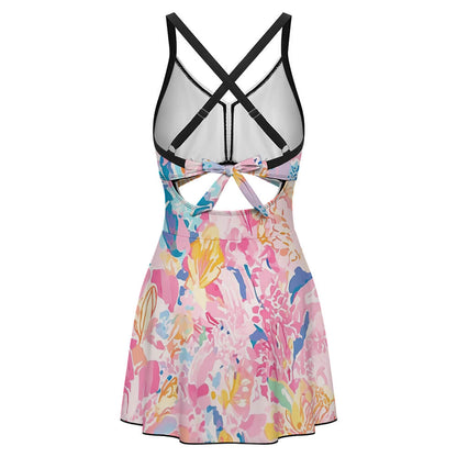 Cross-Front Cutout Swim Dress, product view 5