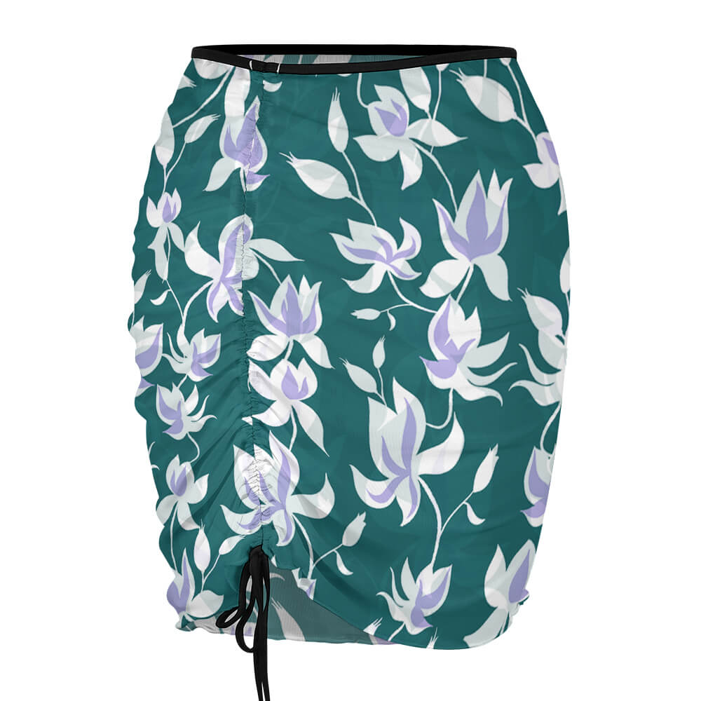 Ruched Side-Tie Mesh Cover-Up Skirt, product view 4