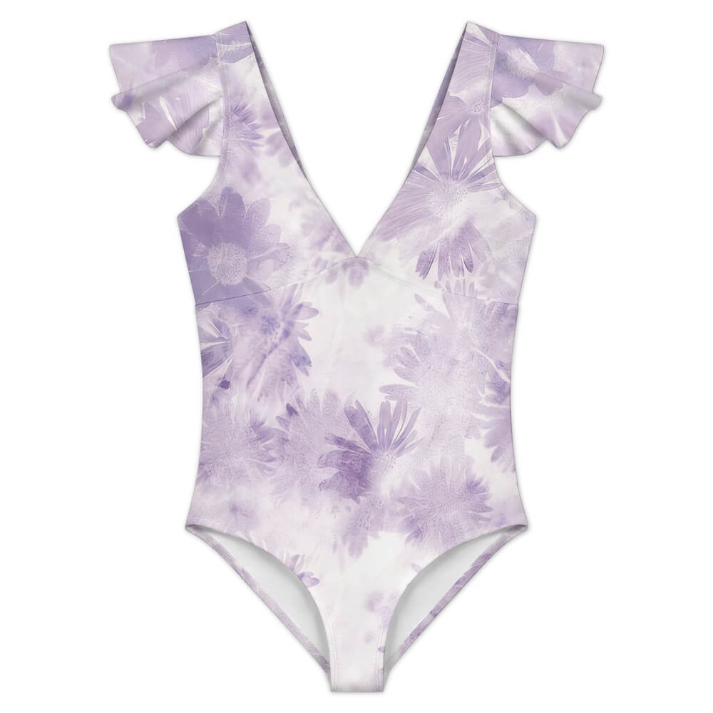 Flutter-Sleeve V-Neck One-Piece Swimsuit, product view 4
