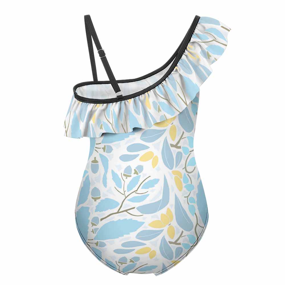 Girls' One-Shoulder Ruffle One-Piece Swimsuit, product view 2