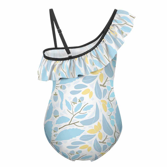 Girls' One-Shoulder Ruffle One-Piece Swimsuit, product view 2