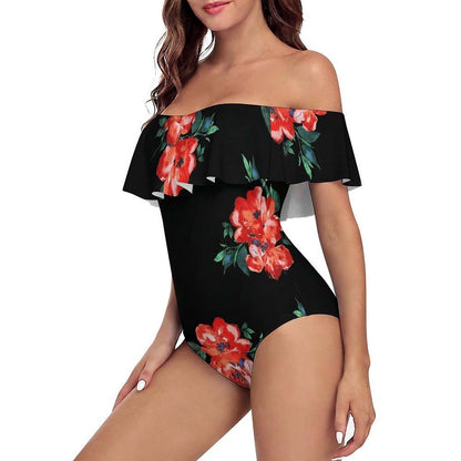 Off-Shoulder Flounce One-Piece Swimsuit, product view 4