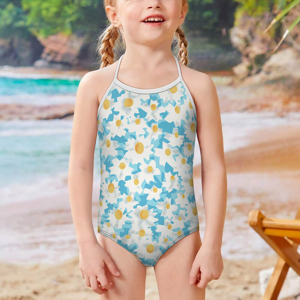 Girls' Tie-Strap Scoop-Neck One-Piece Swimsuit, product view 3