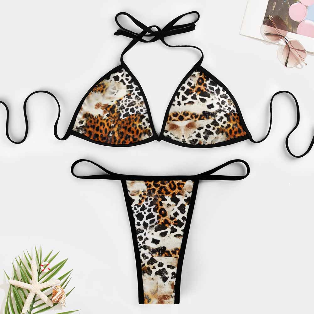 Plunge Triangle Mid-Rise Bikini Set, product view 3