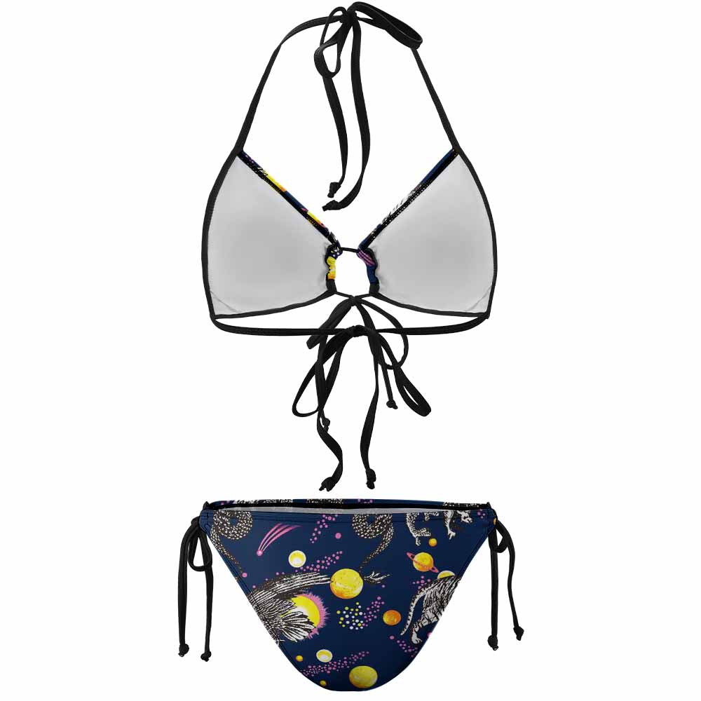 Ruched Lace-Up Triangle Bikini Set, product view 8