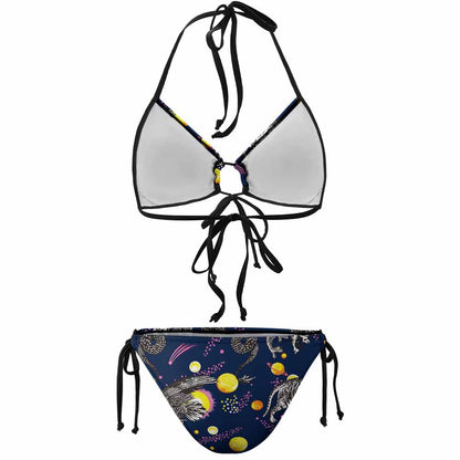 Ruched Lace-Up Triangle Bikini Set, product view 8