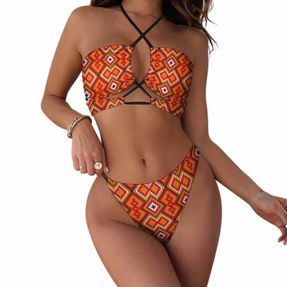 Crisscross Halter High-Waisted Bikini Set