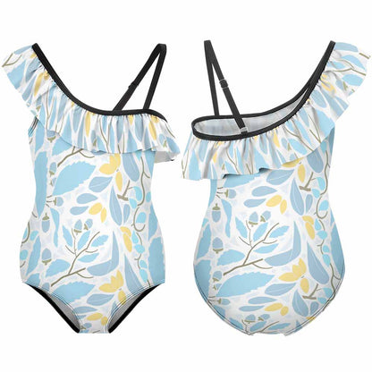 Girls' One-Shoulder Ruffle One-Piece Swimsuit, product view 7