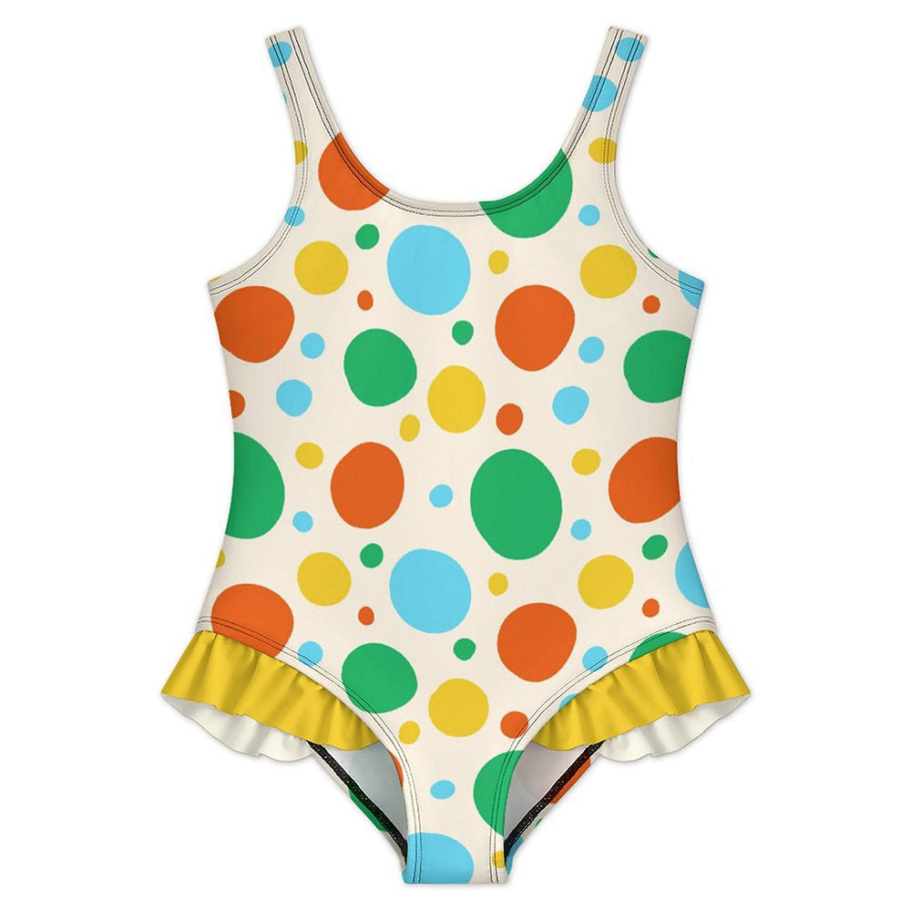 Girls' Ruffle-Hem Asymmetric One-Piece Swimsuit, product view 3