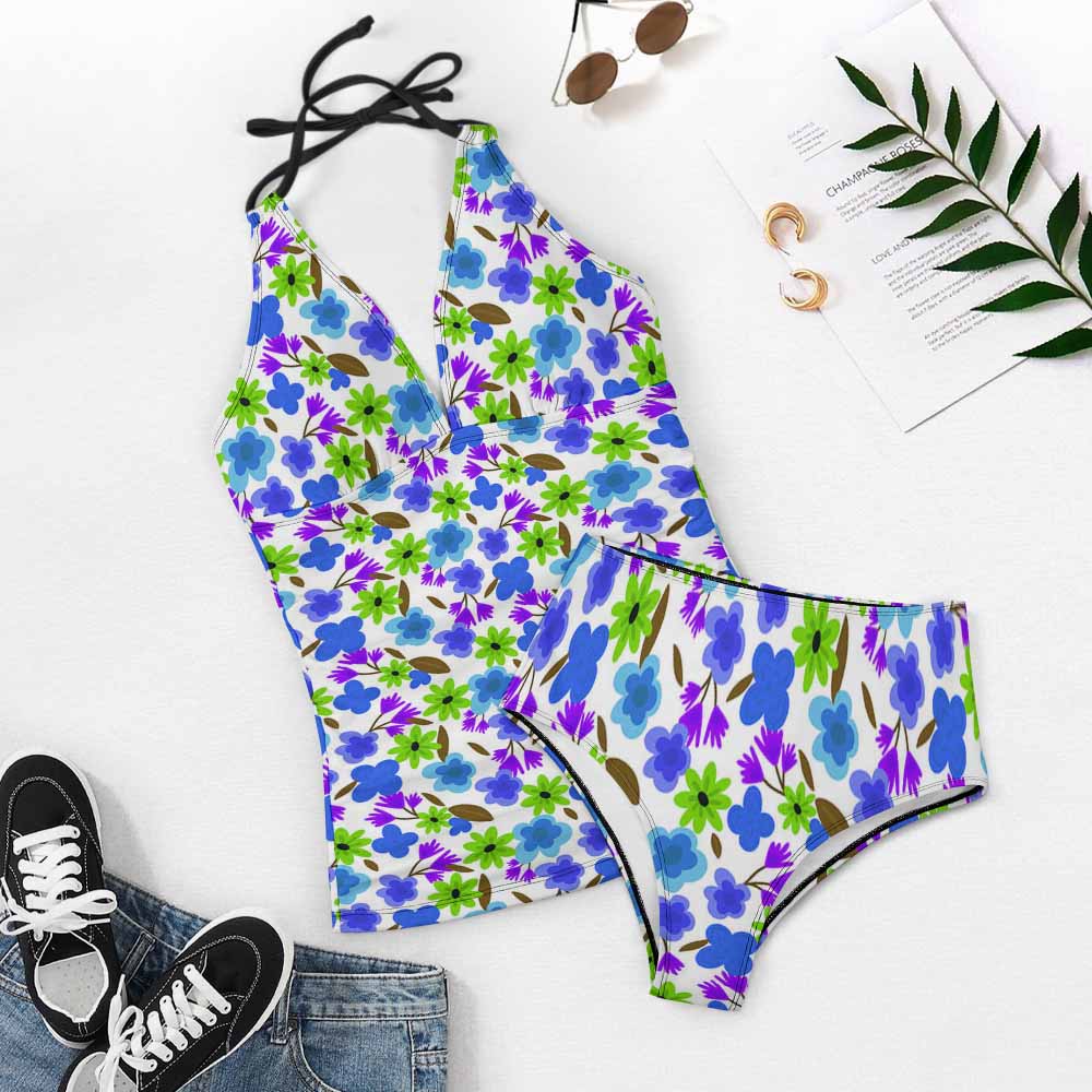 Halter Plunge One-Piece Swimsuit, product view 3