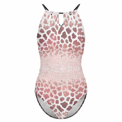 High-Neck Mesh-Panel One-Piece Swimsuit, product view 4