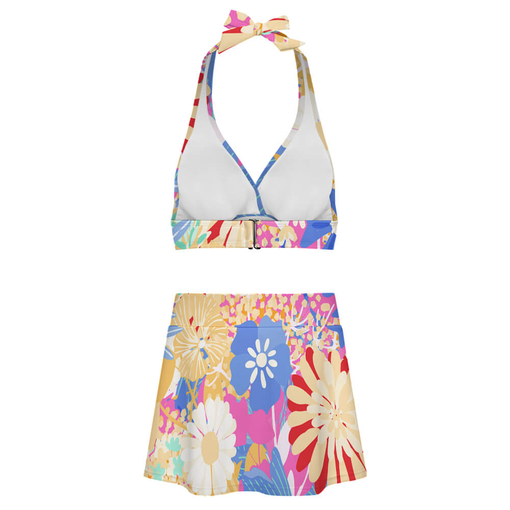 V-Neck Skirted High-Waisted Bikini Set, product view 7