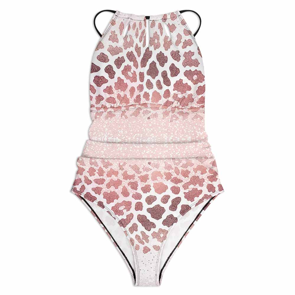 High-Neck Mesh-Panel One-Piece Swimsuit, product view 3