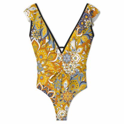 Deep V-Neck Wide-Strap One-Piece Swimsuit, product view 3