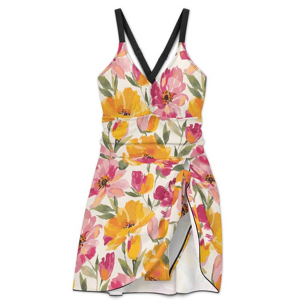 V-Neck Ruched Skirted One-Piece Swimsuit, product view 3