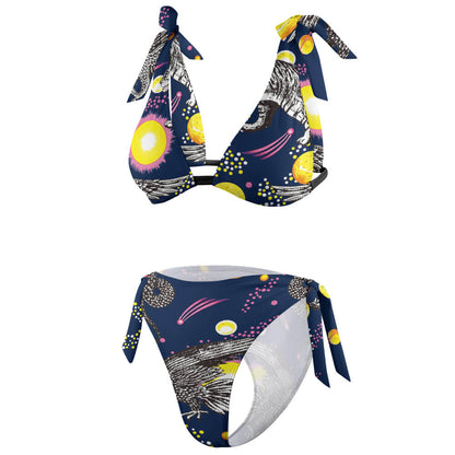 Shoulder-Tie Plunge Bikini Set, product view 4