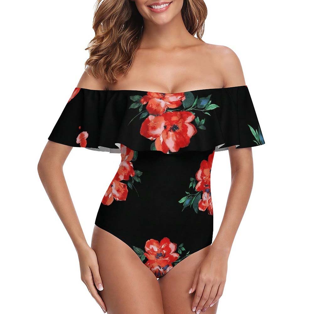 Off-Shoulder Flounce One-Piece Swimsuit