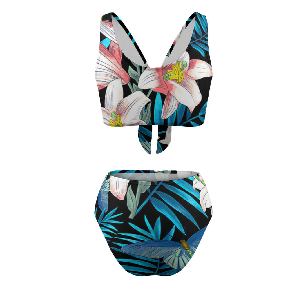 Tie-Front Halter High-Waisted Bikini Set, product view 4
