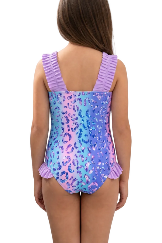 Ruffle Strap Leopard Print One-Piece Swimsuit | SKG016