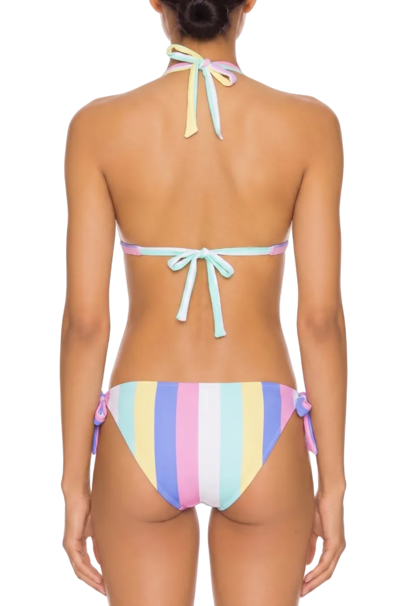 Pastel Striped Halter Triangle Bikini Set