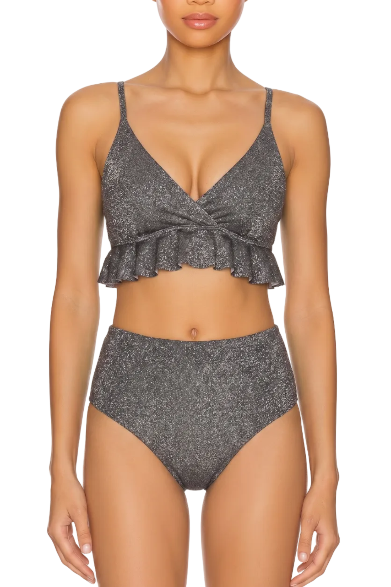 Ruffle Hem Cross-Back Bikini Top | SWBKT023