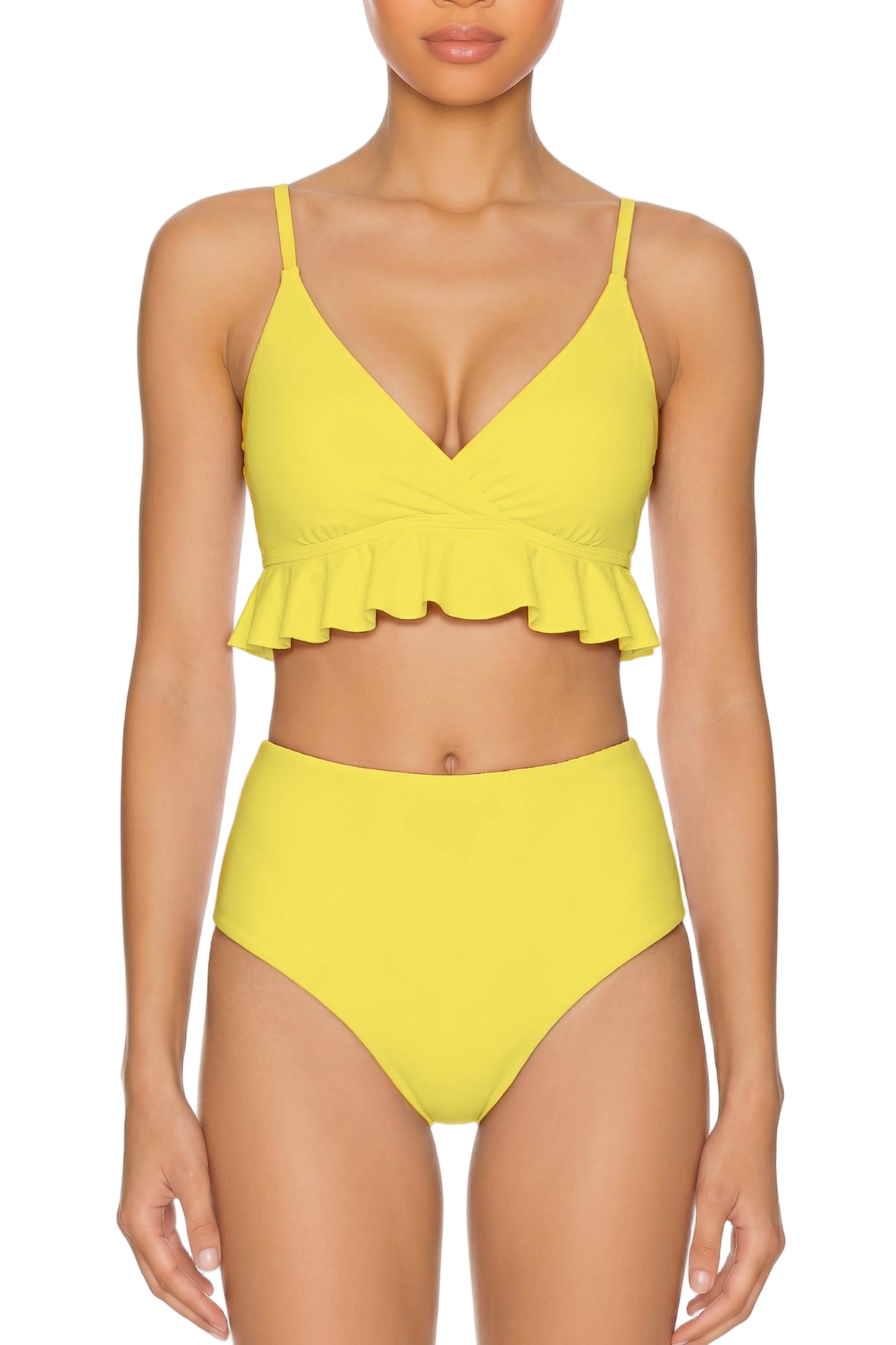 Ruffle Hem Cross-Back Bikini Top | SWBKT023