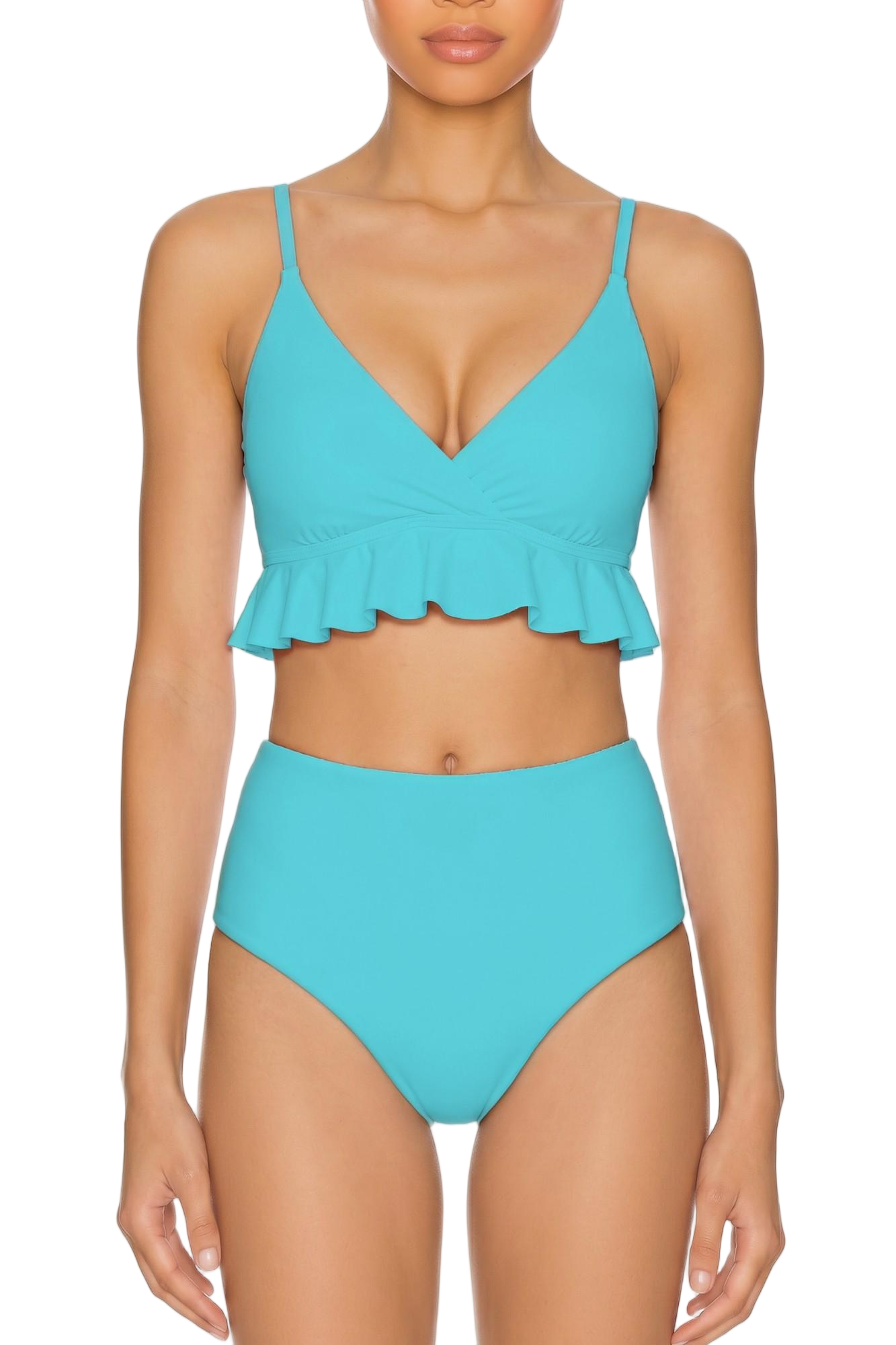 Ruffle Hem Cross-Back Bikini Top | SWBKT023