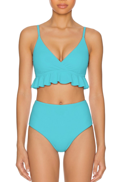 Ruffle Hem Cross-Back Bikini Top | SWBKT023