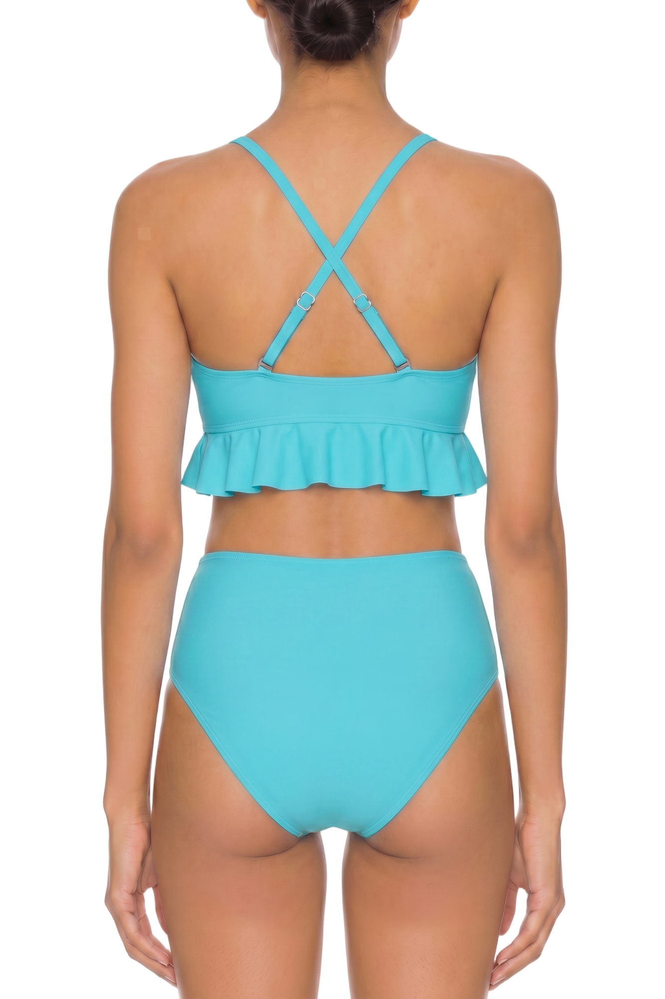 Ruffle Hem Cross-Back Bikini Top | SWBKT023