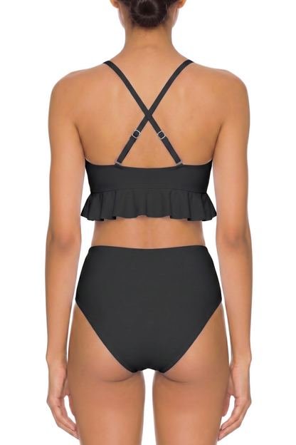 Ruffle Hem Cross-Back Bikini Top | SWBKT023