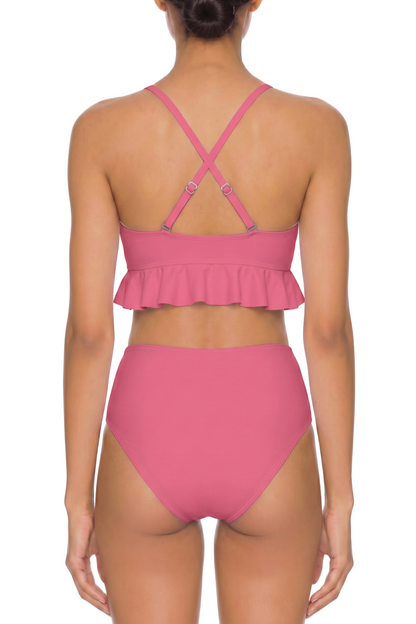 Ruffle Hem Cross-Back Bikini Top | SWBKT023