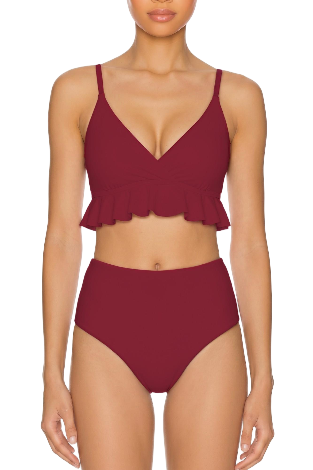 Ruffle Hem Cross-Back Bikini Top | SWBKT023