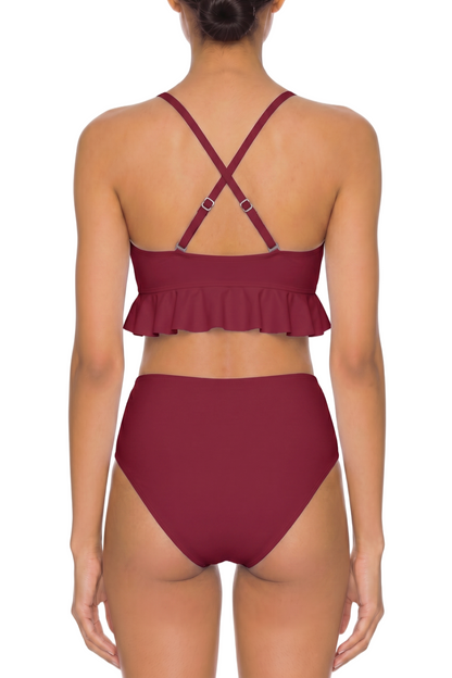 Ruffle Hem Cross-Back Bikini Top | SWBKT023