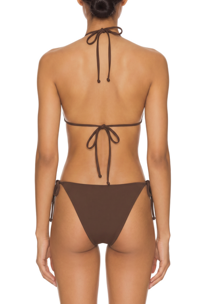Triangle Bikini Set with V-Neck Halter Top and Ring Details