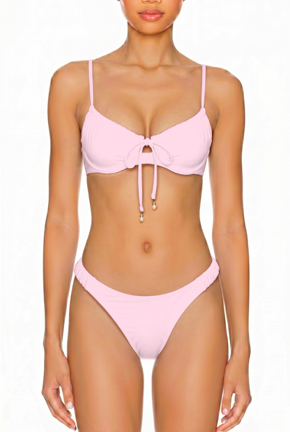 Pearl Tie-Front Bikini Top | SWBKT029