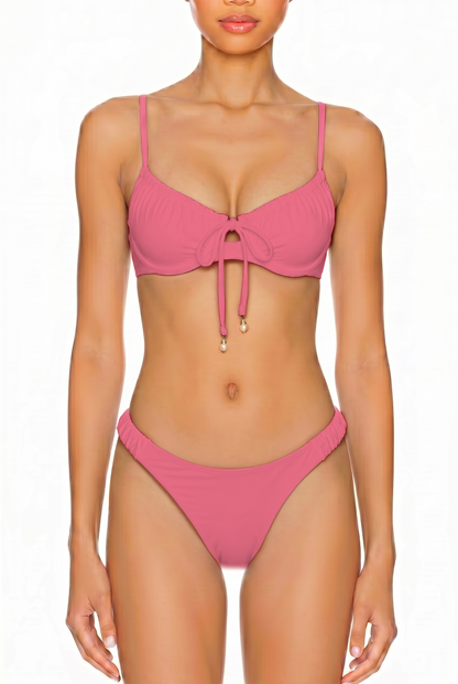 Pearl Tie-Front Bikini Top | SWBKT029