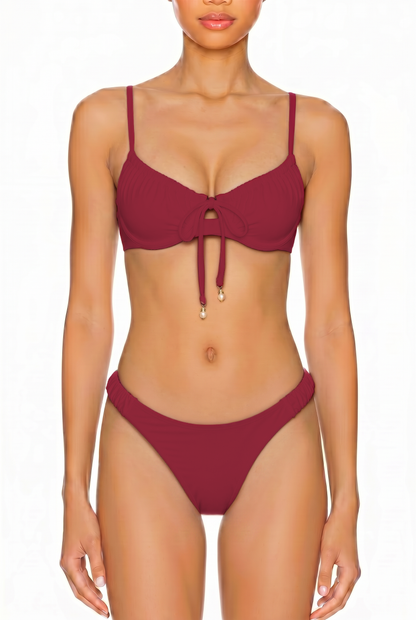 Pearl Tie-Front Bikini Top | SWBKT029