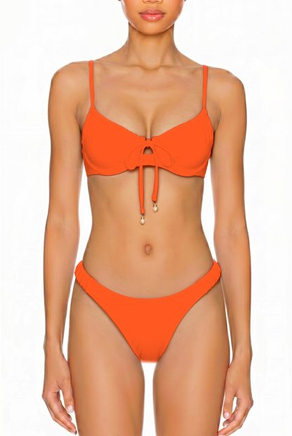 Pearl Tie-Front Bikini Top | SWBKT029
