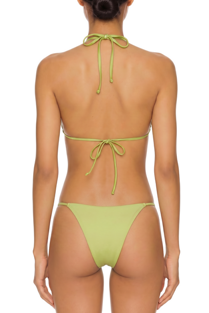 Triangle Halter Bikini Top with Thong Bottom Set