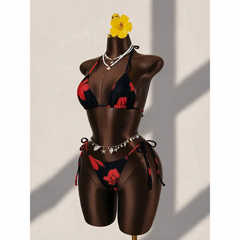 Two-Piece Halter Bikini Set with Tie String Bottom view 2