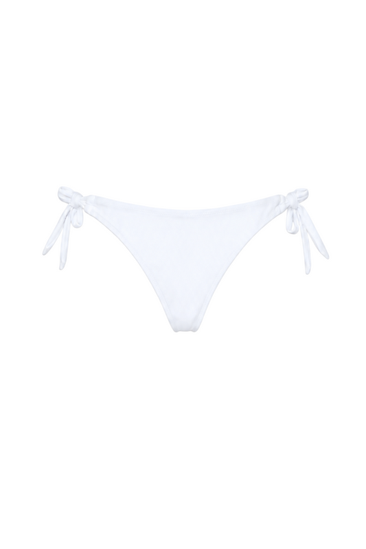 fabric:matte nylon | view:01 | White tie-side bikini bottom on a plain white background