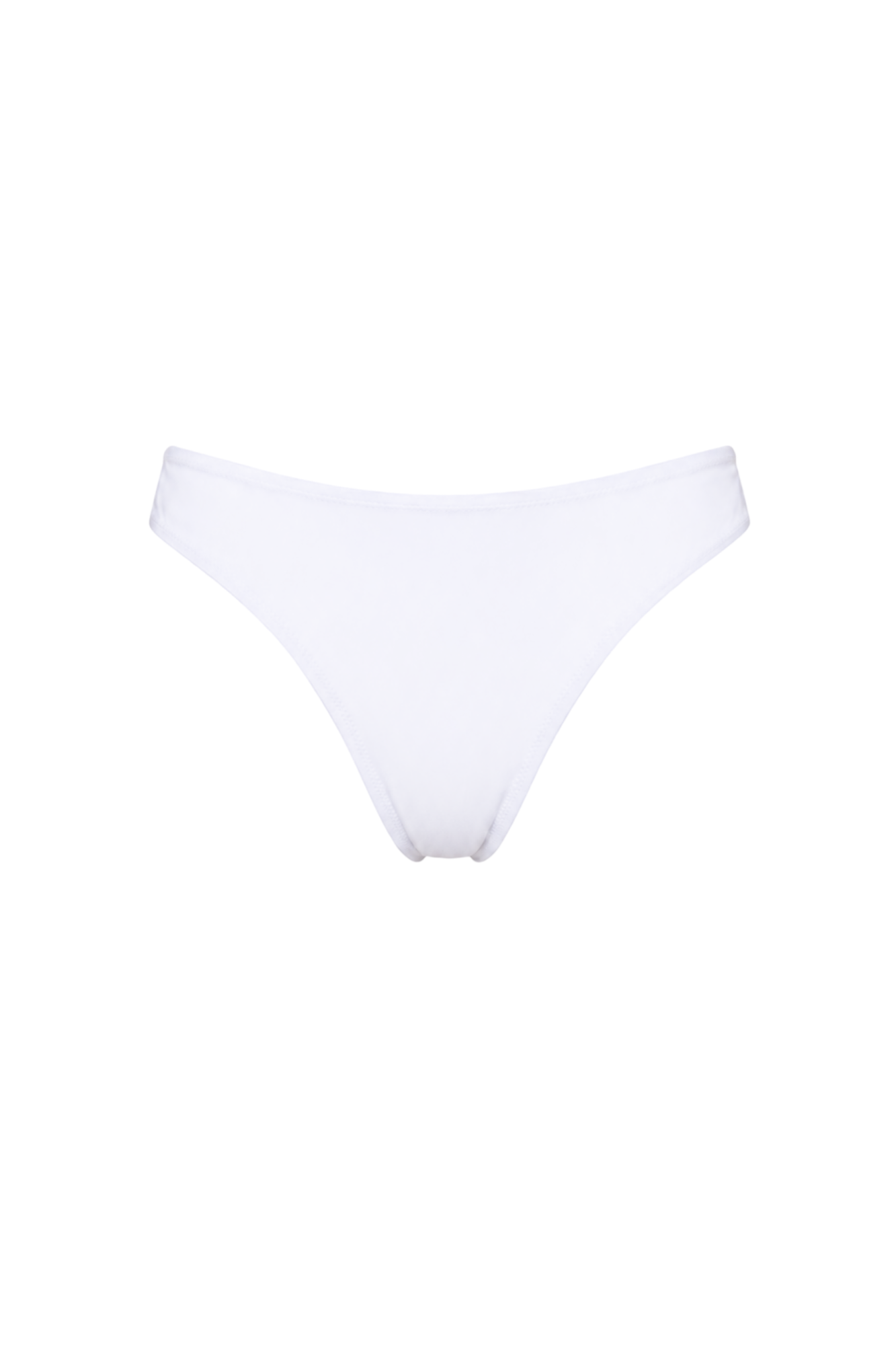 fabric:matte polyester | view:02 | White high-cut bikini bottom shown front view on a plain white background