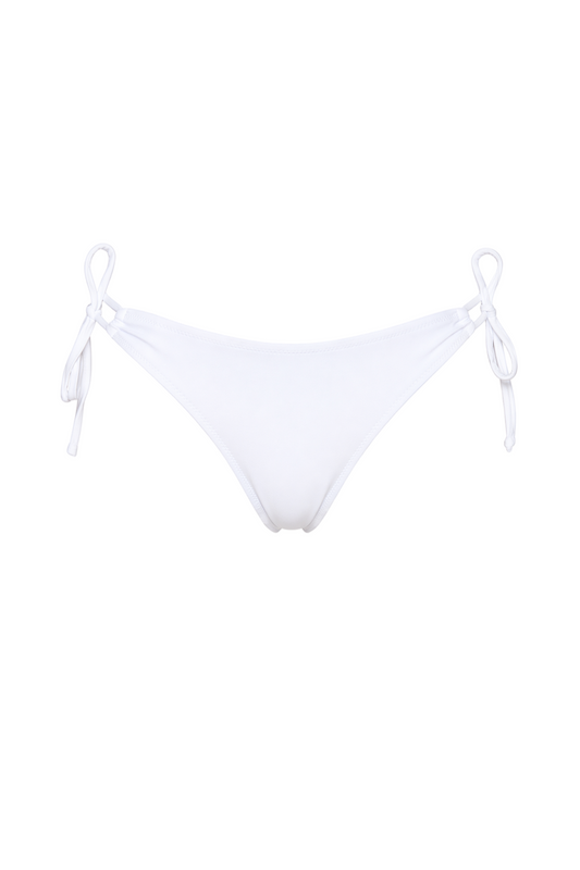 fabric:matte polyester | view:02 | White tie-side bikini bottom on a plain white background