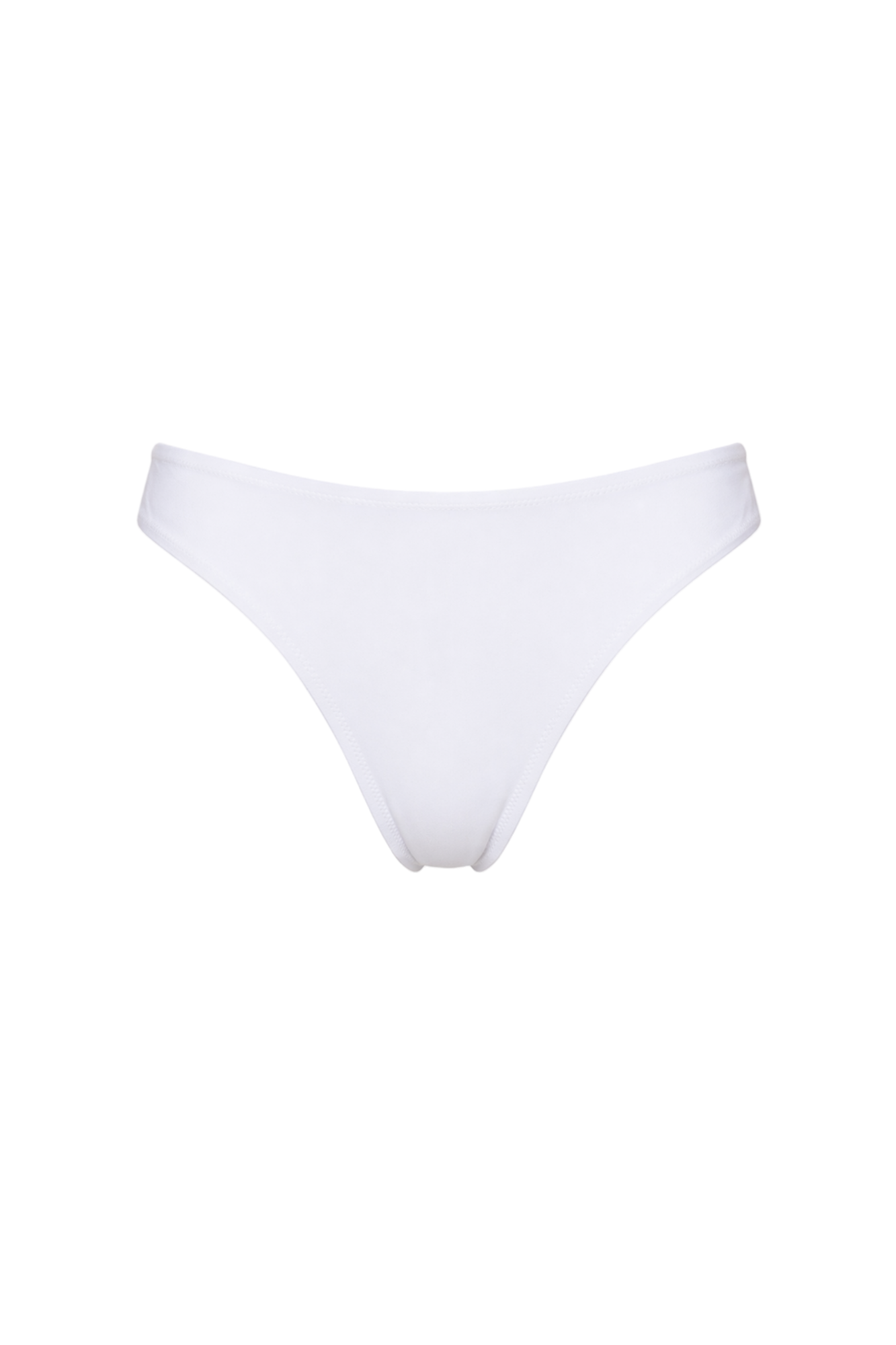 White high-cut bikini bottom with moderate coverage and classic cut.