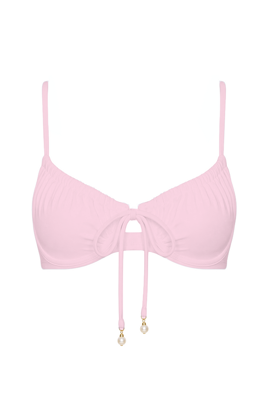 Pearl Tie-Front Bikini Top | SWBKT029