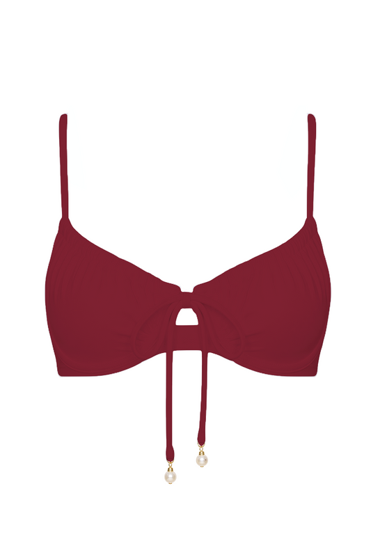 Pearl Tie-Front Bikini Top | SWBKT029
