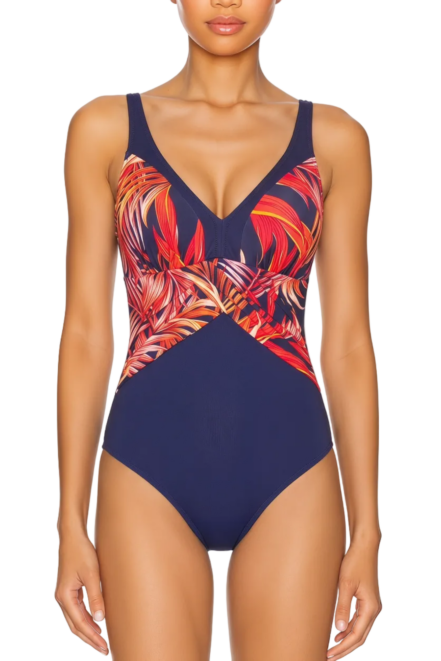 Adjustable Strap V-Neck Slimming One Piece Swimsuit