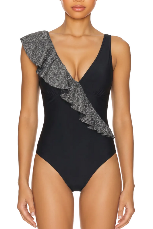 V-Neck Ruffle One-Piece Swimsuit | SWOP006