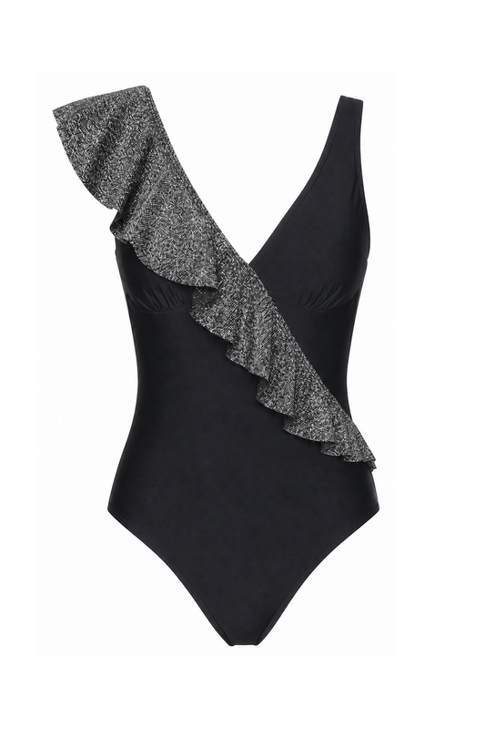 V-Neck Ruffle One-Piece Swimsuit | SWOP006